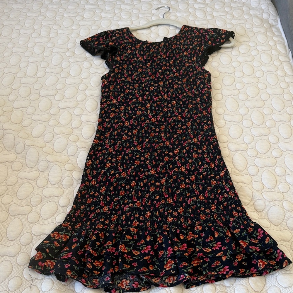 Floral Black Dress with Vibrant Accents